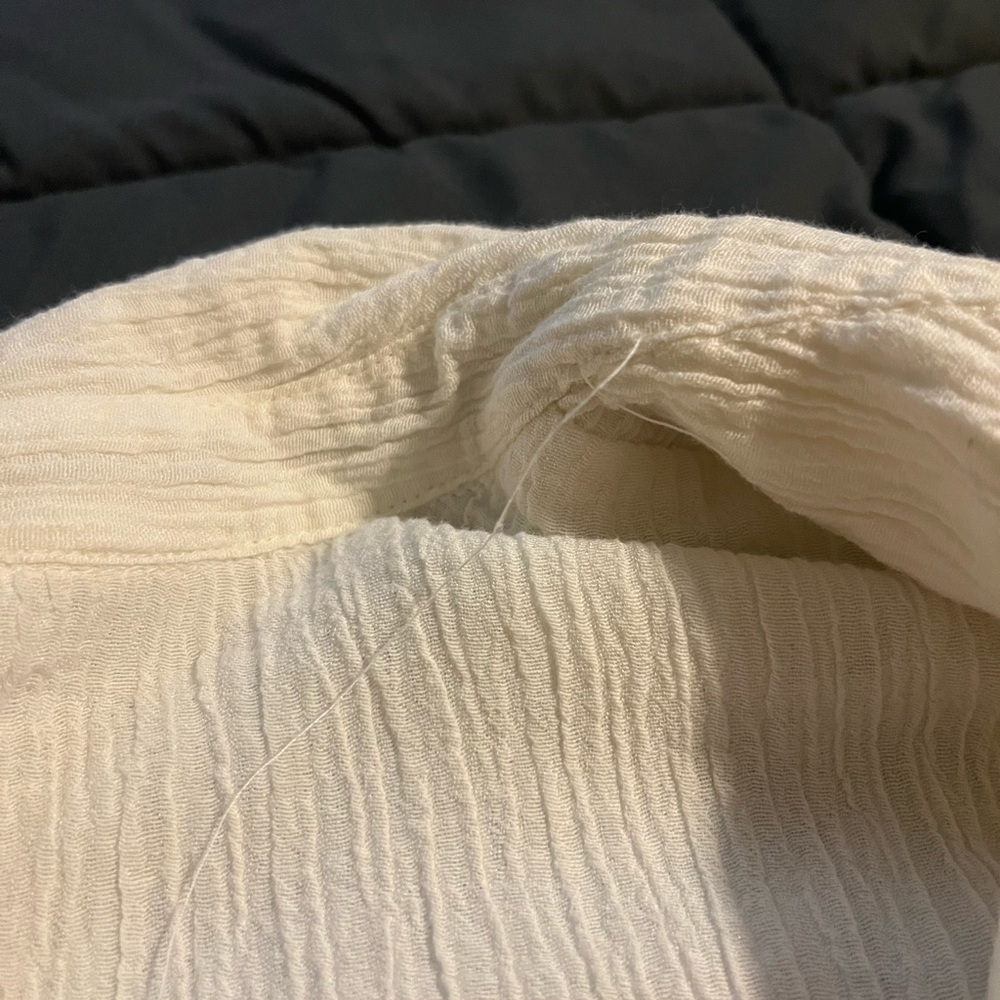 Free People Cream Button-Up Blouse with Lace Details - Picture 11 of 13